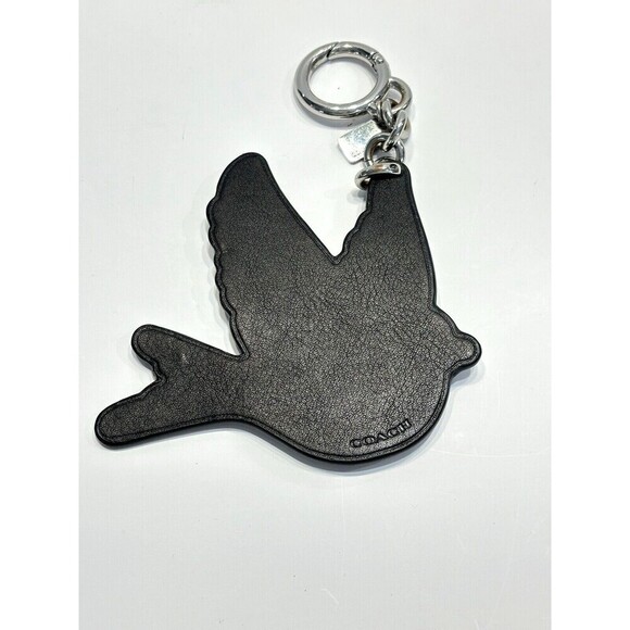 Coach Beaded Dark Teal Blue Bird Keychain Bag Charm Retro Keyfob 3.5" Glitter - Picture 2 of 13